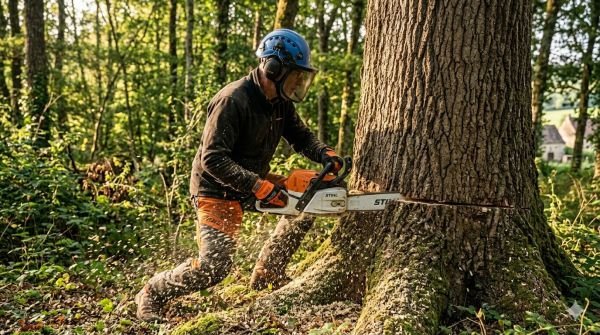Abattage d'un arbre par une entreprise professionnelle
