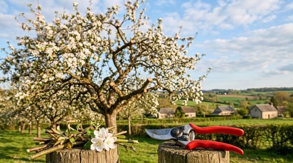 Pommier en fleurs au printemps