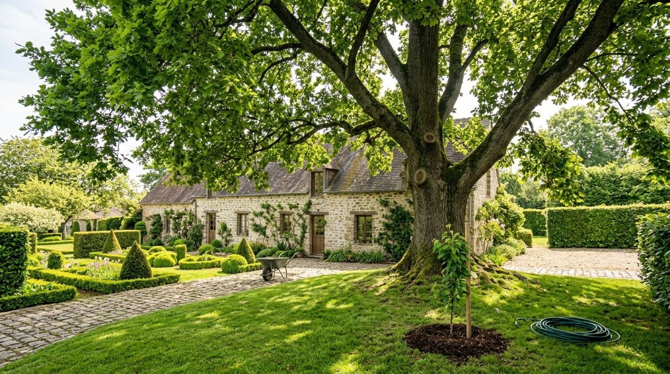 Arbre du jardin entretenu en été par un élagueur professionnel