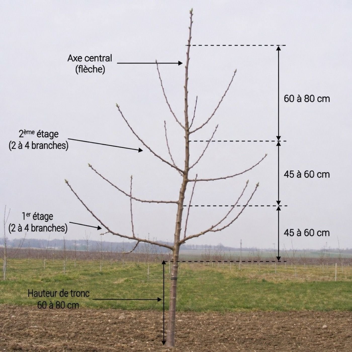 Taille de formation sur un jeune arbre pour structurer sa charpente